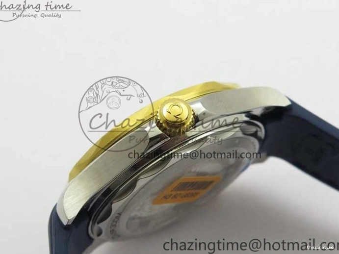 0321 Refined 2018 Seamaster Diver 300M SS YG VSF 1:1 Best Edition YG Bezel Blue Dial on Blue Rubber Strap A 7898